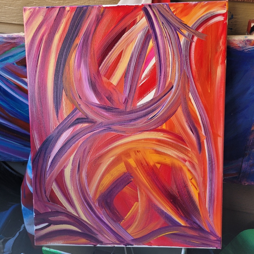 Abstract Painting Acrylic on Canvas stretched on wood frame, 16" × 20" × 0.5" 🔥